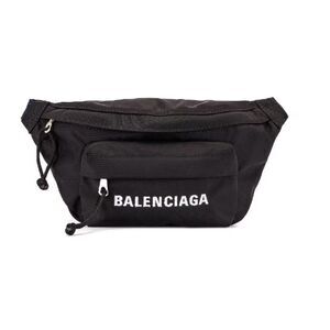 BALENCIAGA Logo NEW NWT Large Medium Black Waist Belt Bag Fanny Pack Wheel Pouch